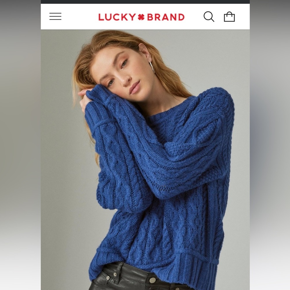 Lucky Brand Cable Crew Sweater S NWT